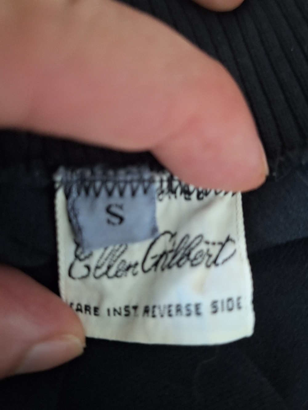 Vintage Rare Ellen Gilbert Black Women's Mock Neck Long Sleeve Top S - Picture 3 of 5